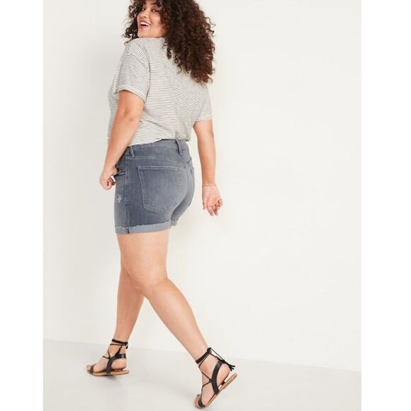 High Waisted Gray Cut-Off Jean Short Size 18 - Picture 2 of 9